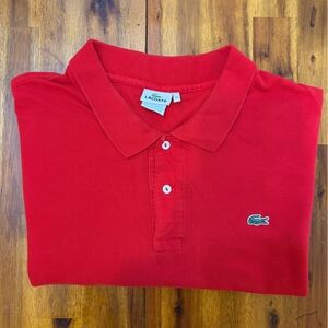 Lacoste Red Polo with Green Crocodile Emblem